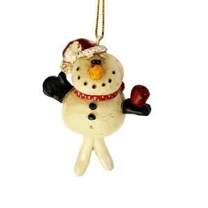 Bert Anderson Collection Snowman Holding Apple Christmas Ornament